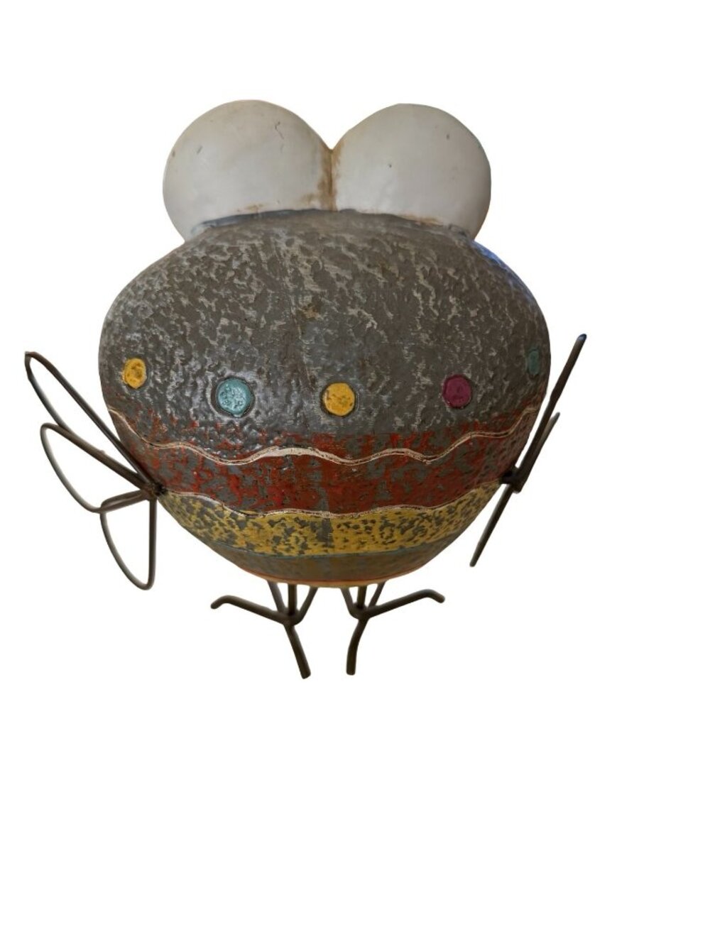 Colorful Metal Owl Figurine Decorative Pattern Rustic Rock Garden Yard Decor - Picture 2 of 4